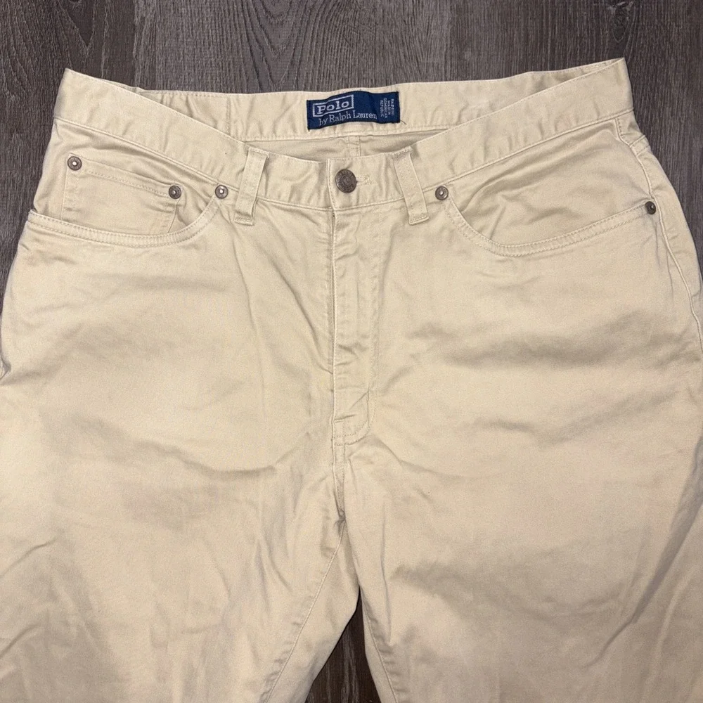 Vintage Polo Ralph Lauren 5 Pocket Twill Pants 34x30 Khaki Relaxed Straight